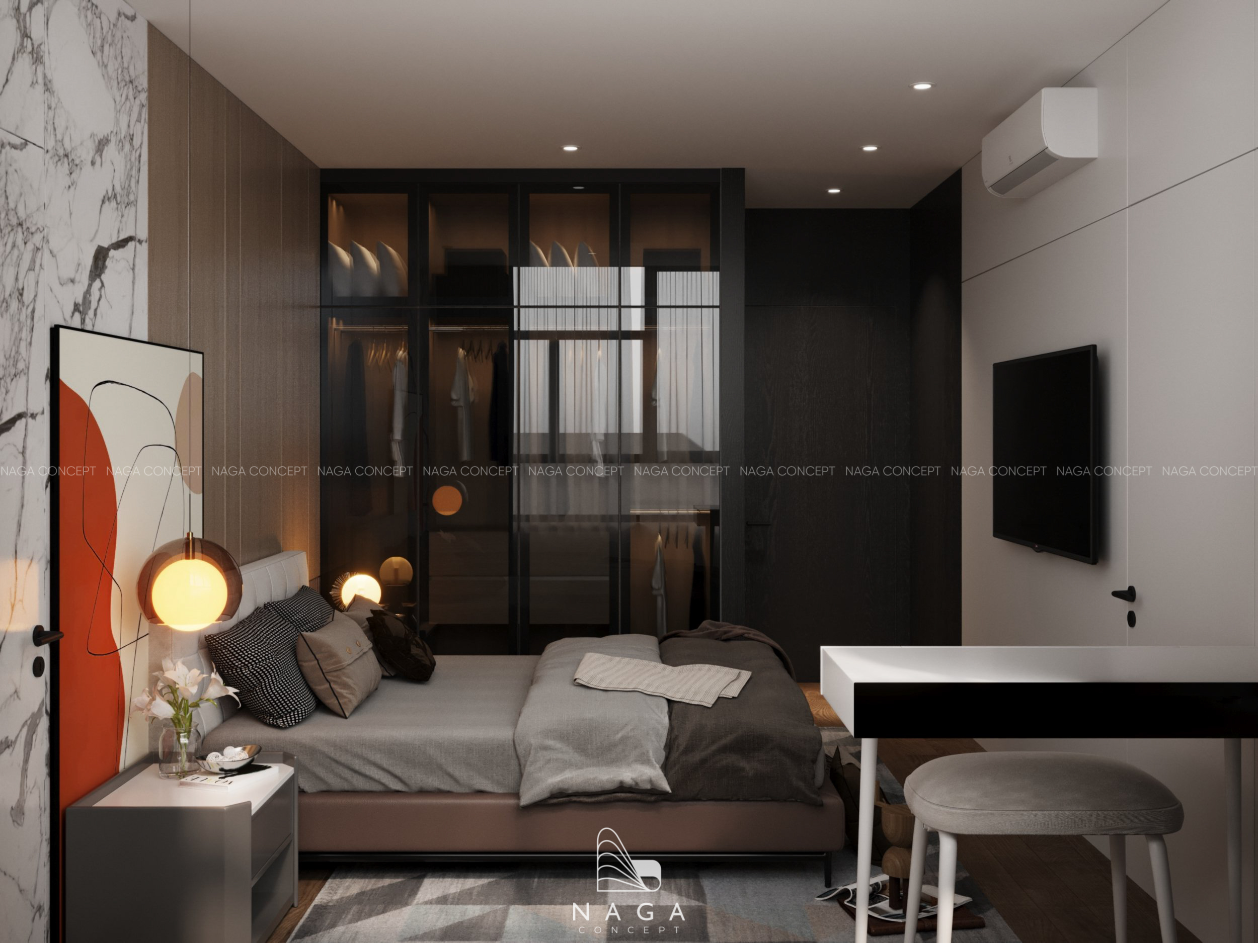 thiết kế thi công nội thất penthouse naga concept