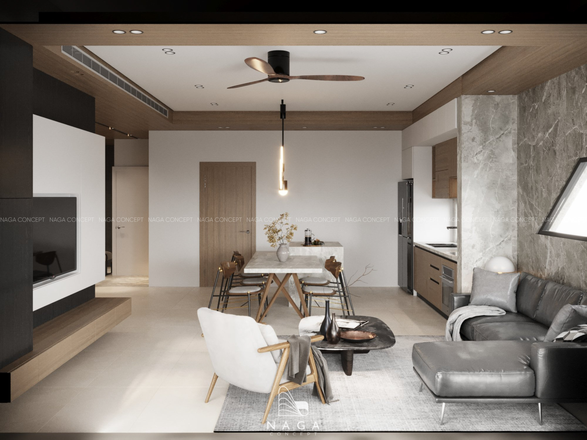 thiết kế thi công nội thất penthouse naga concept