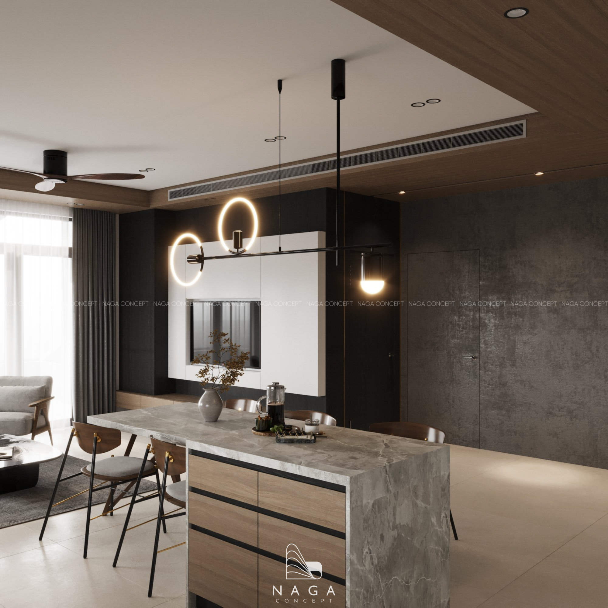 thiết kế thi công nội thất penthouse naga concept