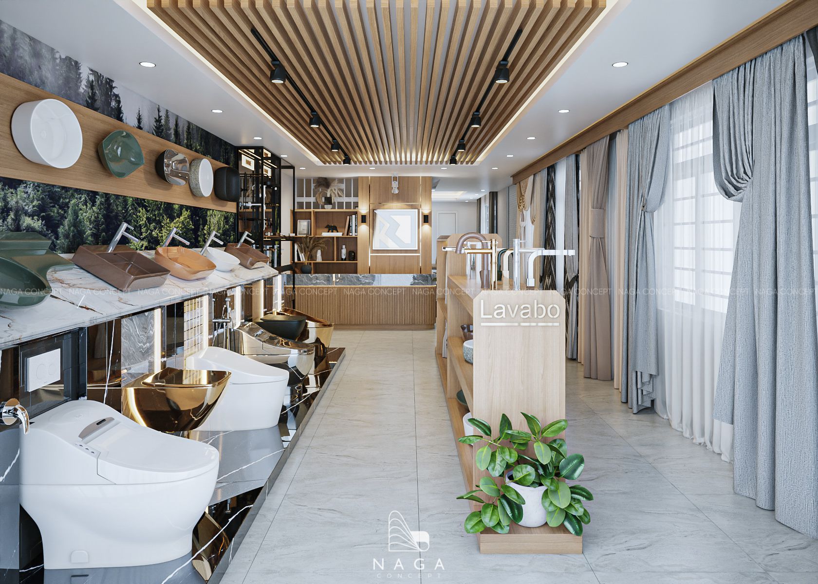 thiết kế thi công nội thất trọn gói showroom rèm