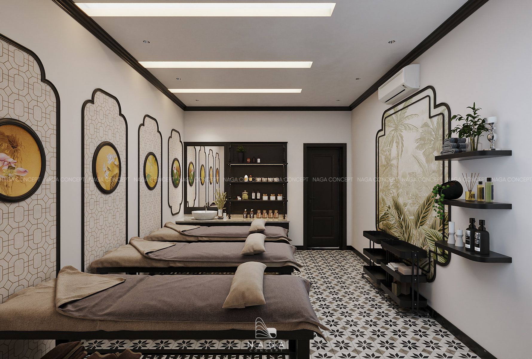 thiết kế thi công nội thất spa phong cách indochine naga concept